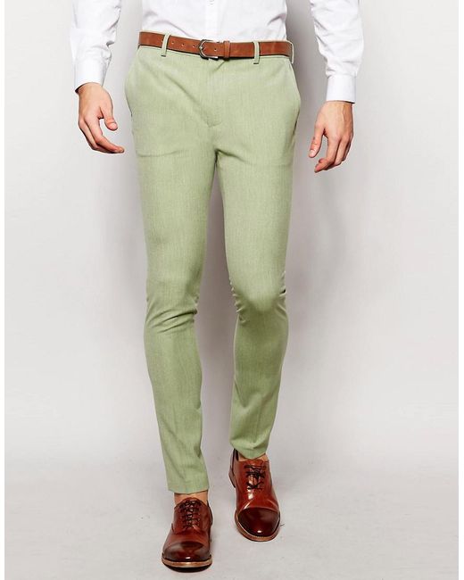 ASOS Super Skinny Suit Pants In Sage Green for men