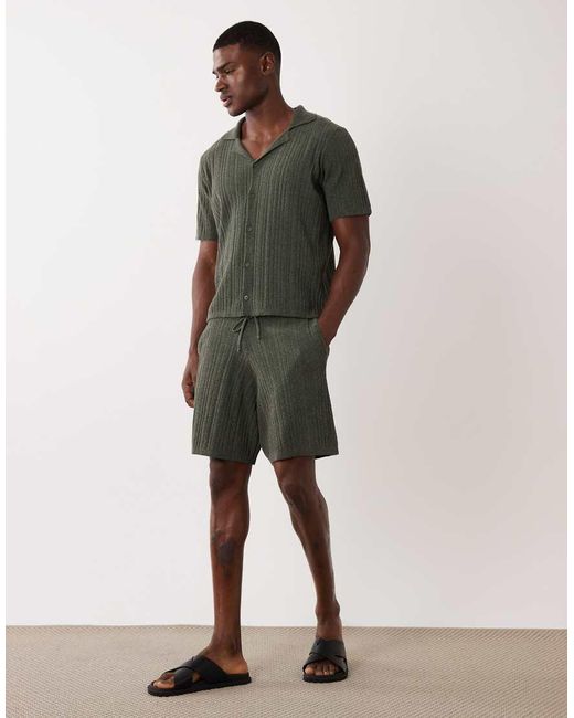 ASOS Green Relaxed Knitted Button Through Co-ord for men