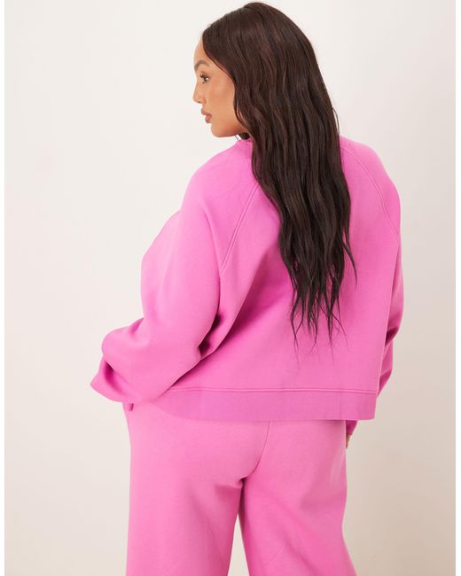 ASOS Pink Asos Design Curve Oversized Brushback Sweatshirt With Raglan Detail
