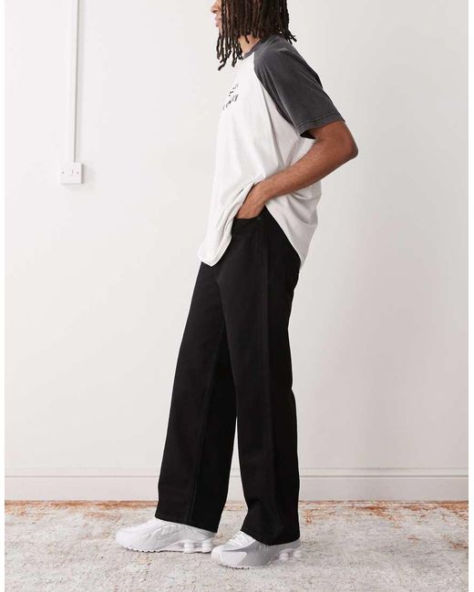 Vaqueros Negros Sueltos De Talle Bajo Con Lavado Ácido Sphere De Weekday de hombre de color White