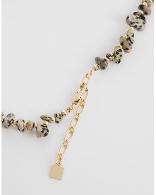 ASOS Metallic Necklace With Semi-precious Dalmatian Stones