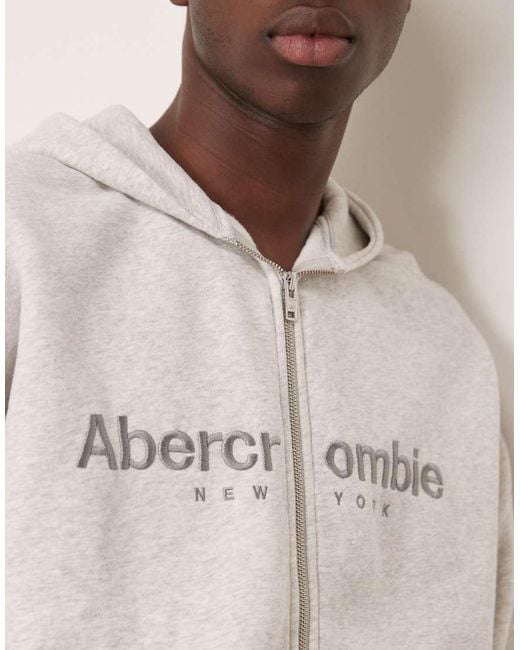 Abercrombie & Fitch Natural Zip Through Logo Hoodie for men