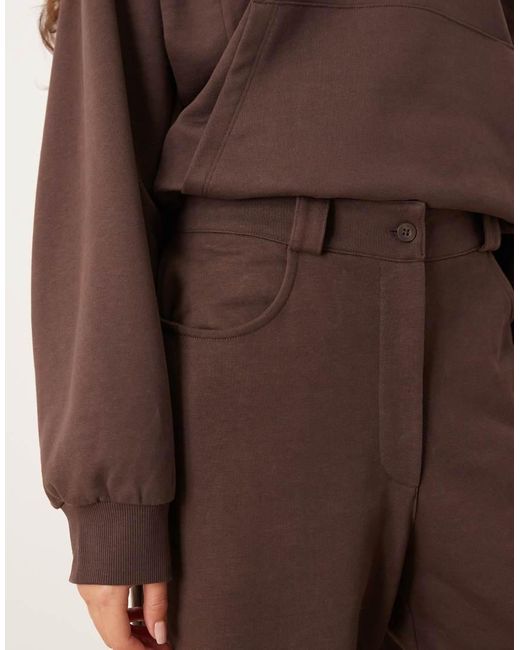 ASOS Brown Circular Design Collection Wide Leg Trackies With Seam Details