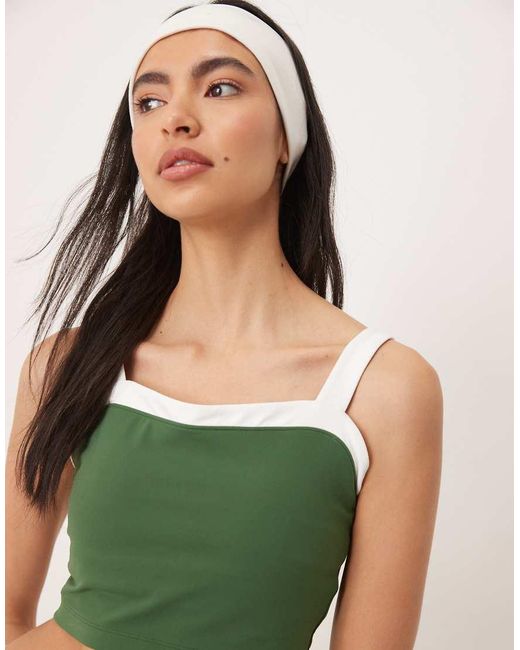 Abercrombie & Fitch Green Ypb Sweetheart Neck Sports Bra Co-ord
