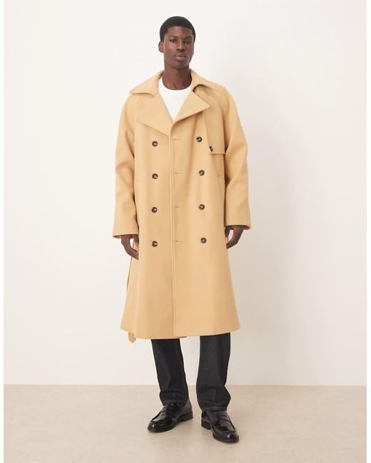 ASOS Natural Oversized Wool Look Overcoat for men