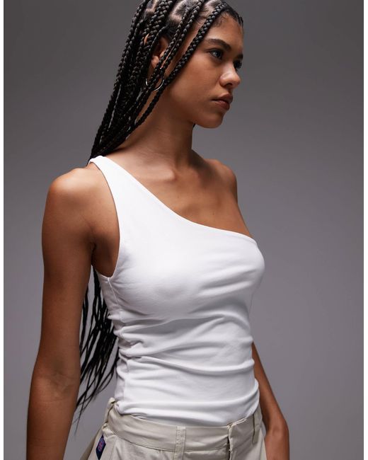 TOPSHOP Gray Premium One Shoulder Top