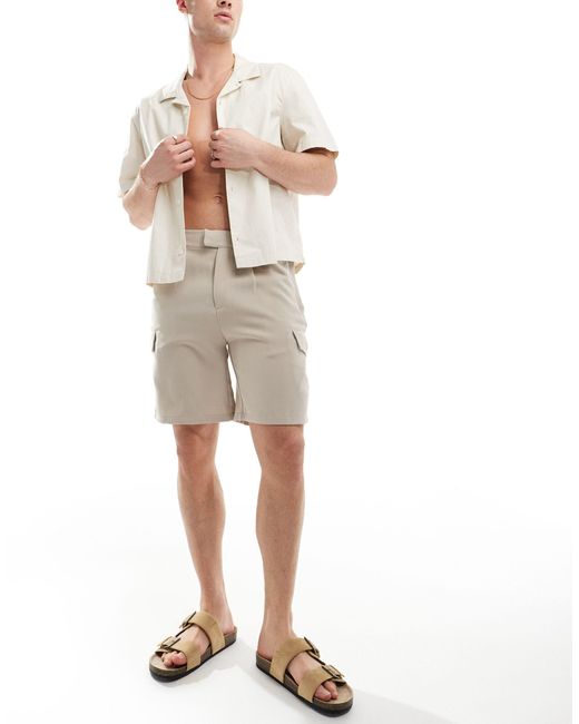 The Couture Club White Smart Cargo Shorts for men