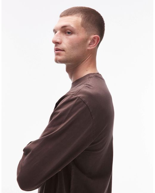 Levi's – authentic – stückgefärbtes, langärmliges t-shirt in Brown für Herren