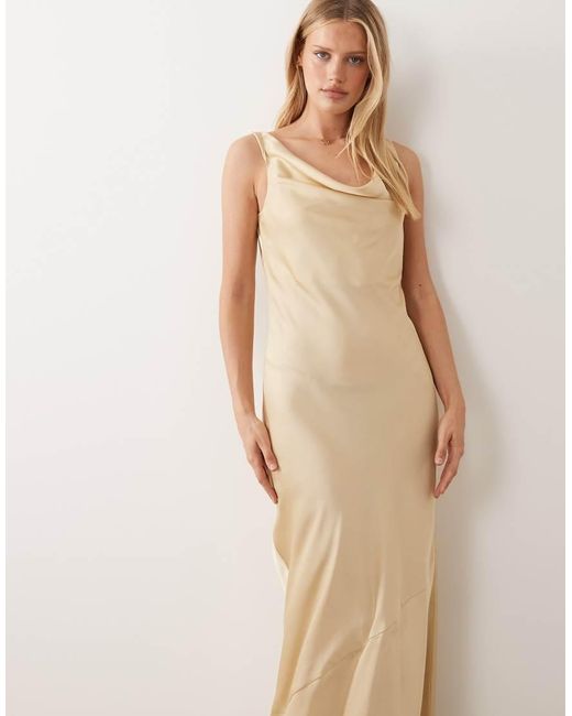 Jdy Natural Cowl Neck Satin Maxi Dress