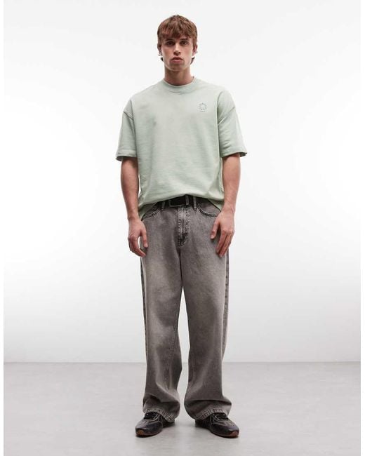 AllSaints Gray Haven Small Embroidered Chest Logo T-shirt for men