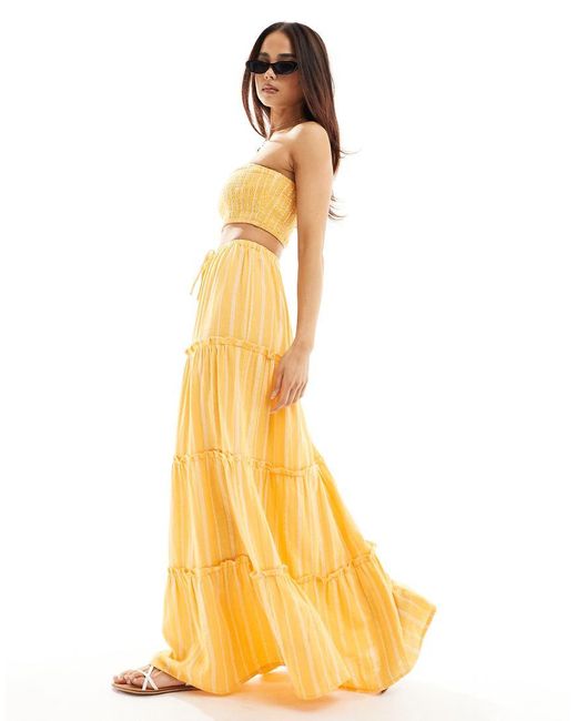 Wednesday's Girl Yellow Stripe Maxi Skirt Co-ord