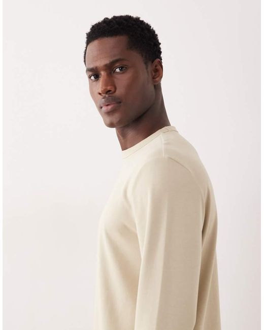 ASOS Natural Breathemax Heavyweight Regular Fit Long Sleeve T-Shirt for men