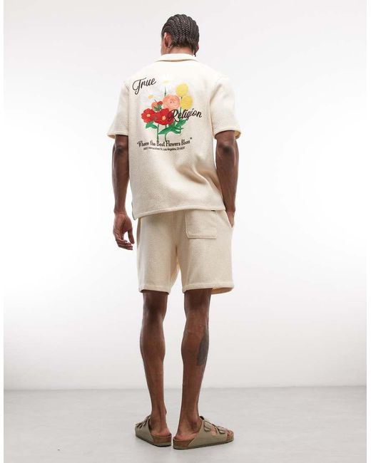 True Religion Natural Knitted Blooms Short Co-ord for men