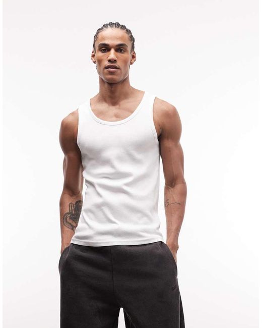 Top Senza Maniche Con Vestibilità Classica di Weekday in White da Uomo