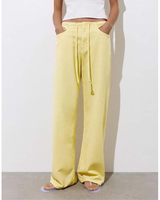 Pull&Bear Natural Straight-leg Drawstring Trousers