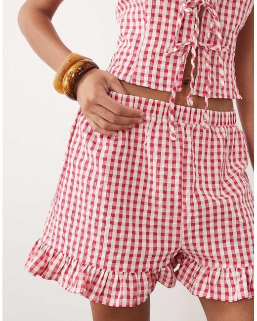 Miss Selfridge Pink Ruffle Mini Short Co-ord