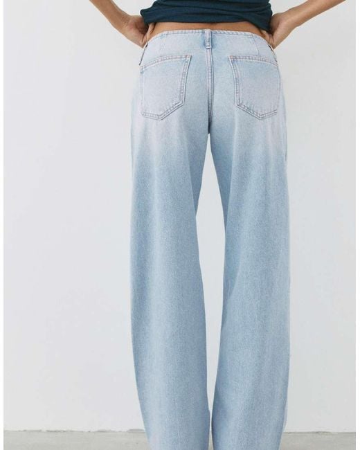 Pull&Bear Blue Low-Rise Straight-Leg Jeans