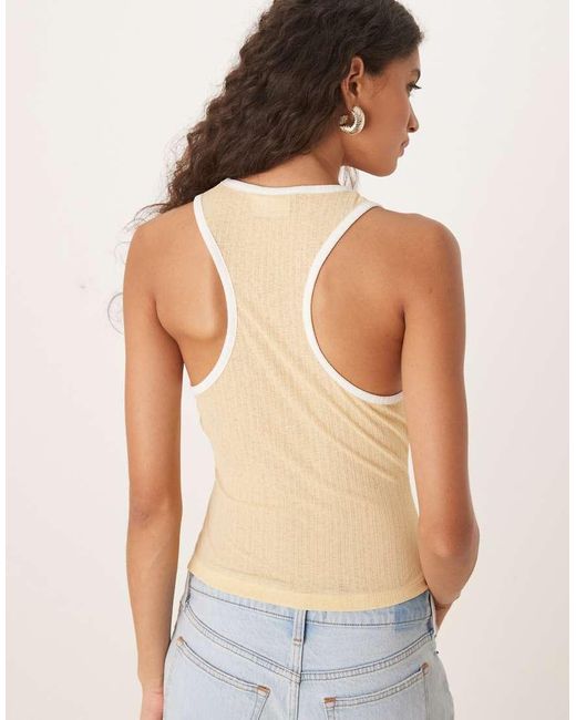 Canotta Dalla Mano Asciutta Color Latticello A Coste Con Profili A Contrasto di ASOS in Yellow