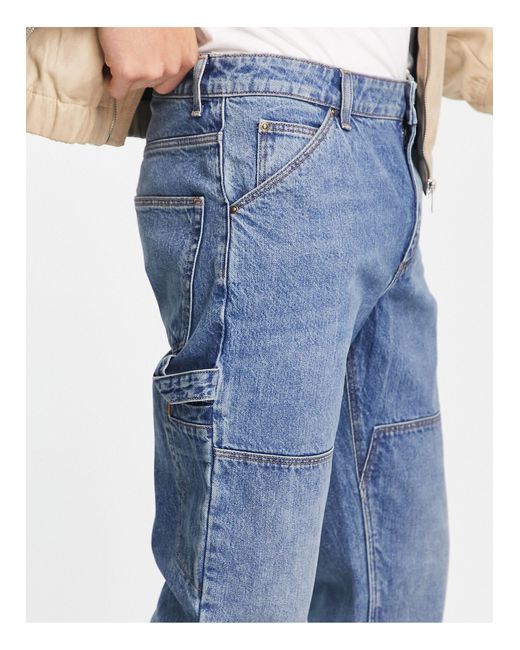 ASOS Tapered Leg Carpenter Jeans in Blue for Men Lyst