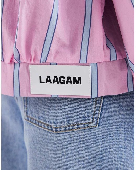 laagam Purple Watson Striped Bomber Jacket
