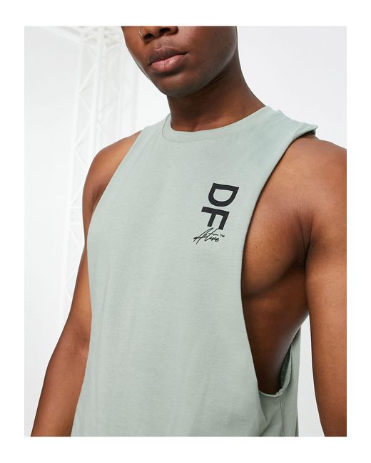 Mens Clothing T-shirts Sleeveless t-shirts Dark Future Asos Active Oversized Training Sleeveless T-shirt With Back Print in Natural for Men 