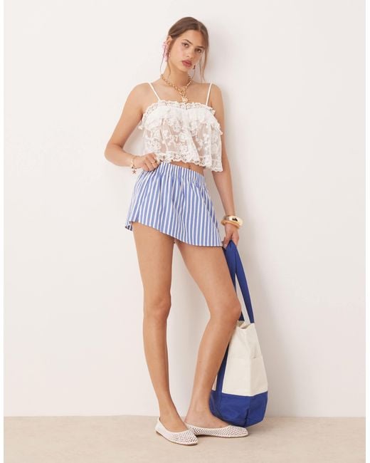 Miss Selfridge White – babydoll-oberteil aus hochwertiger spitze