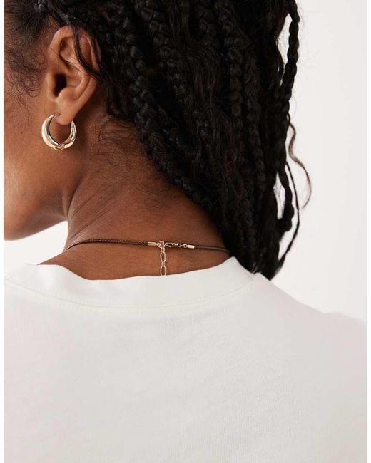 ASOS Natural Long Corded Necklace With Abstract Pendant