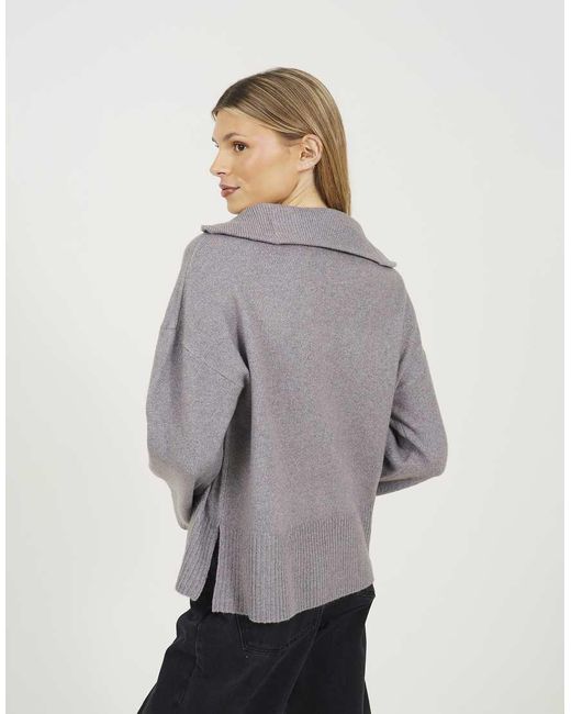 Brave Soul Gray Half Zip Knitted Jumper
