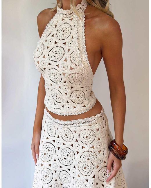 Tiger Mist Brown X Em Venz Synthia Halterneck Crochet Top