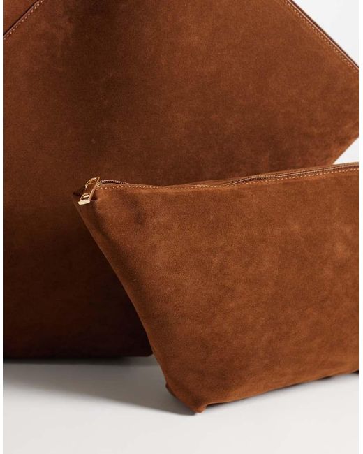 ASOS Brown Faux Suede Vase Tote Bag