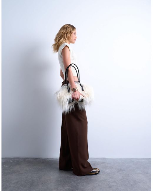 TOPSHOP Brown – tailliertes oberteil aus kompaktstrick