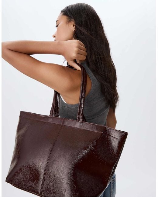 Stradivarius Brown – shopper aus kunstleder