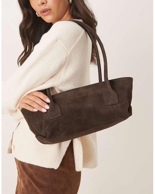 ASOS Brown Suede Elongated Tote Bag