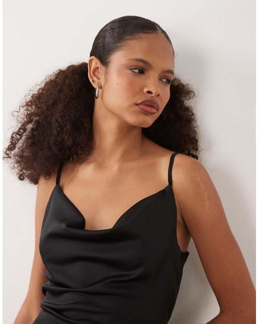 New Look White Satin Cowl Neck Midi Dress
