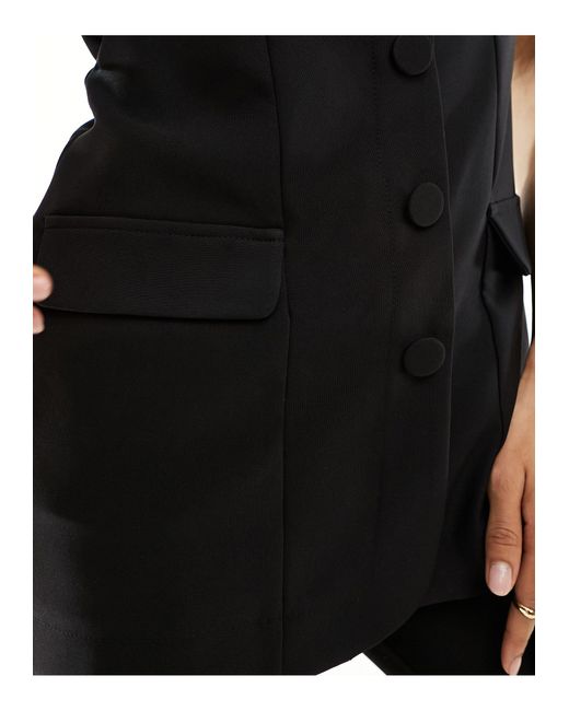 Blusa negra estilo esmoquin con escote palabra River Island de color Black