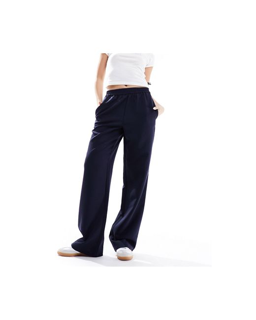 Pieces Blue Wide Leg Pull On Trouser