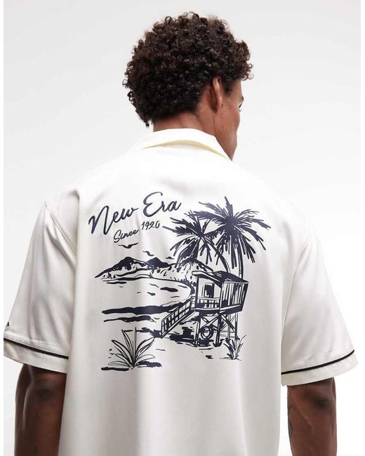 KTZ White Graphic Logo Short Sleeve Revere Shirt for men