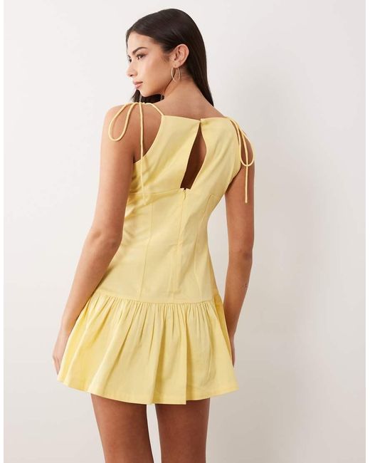 ASOS Multicolor Structured Cotton Tie Bust Dropped Waist Mini Sundress