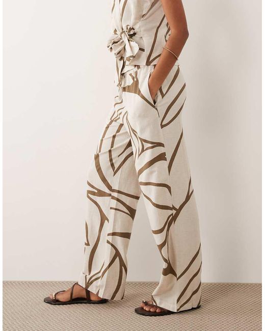 Vila Natural Linen Touch Wide Leg Trousers Co-ord