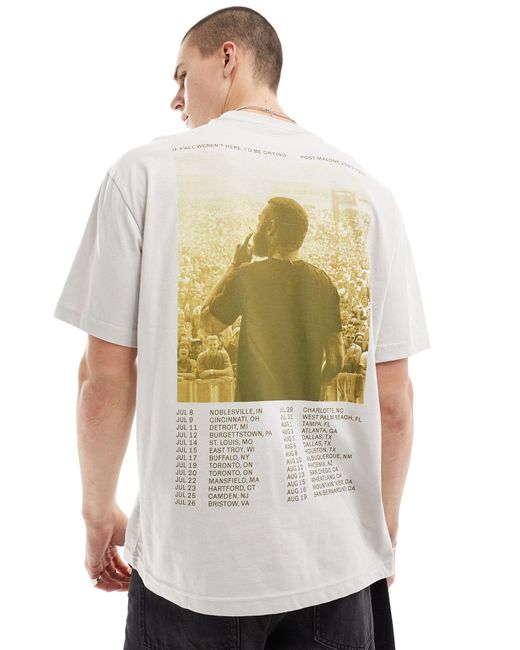 T-shirt avec imprimé post malone au dos - écru Bershka pour homme en coloris Natural