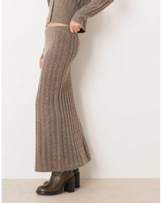 Vila Natural Cable Knit Maxi Skirt Co-ord
