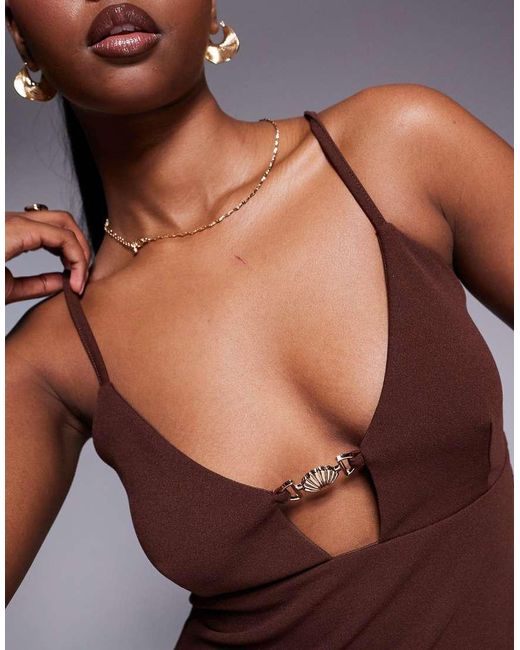 ASOS Blue Bust Cup Cami Top With Gold Trim