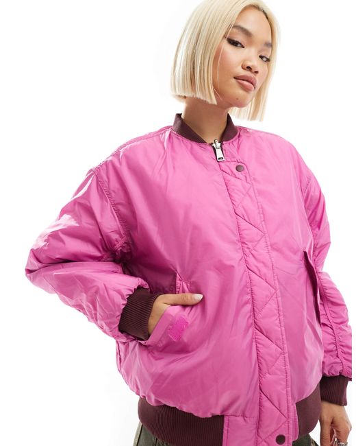 Monki Red – wendbare oversize-bomberjacke
