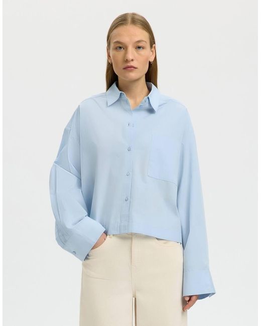 Camisa Corta De SELECTED de color Blue
