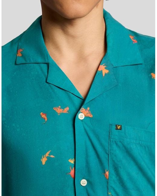 Lyle & Scott Blue Ss Woven Shirts Goldfish Resort Shirt for men