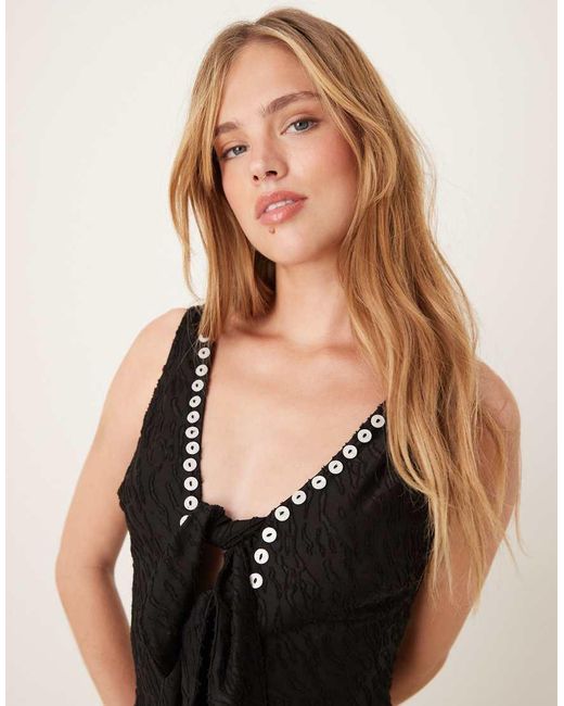 Ghospell Natural Studded Midaxi Dress