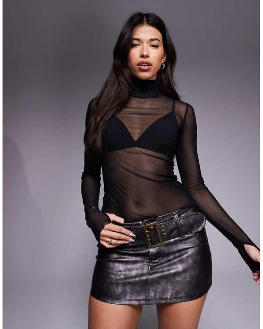 Top Con Cuello Alto De Malla Zadia De AFRM de color Gray