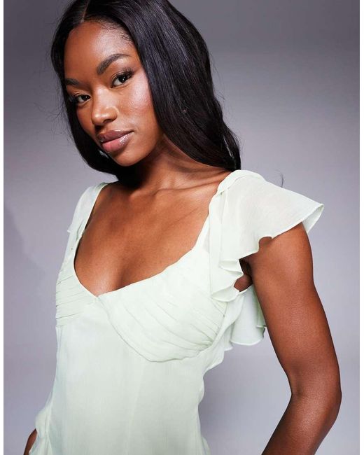 ASOS Green Dropped Waist Full Skirt Mini Dress