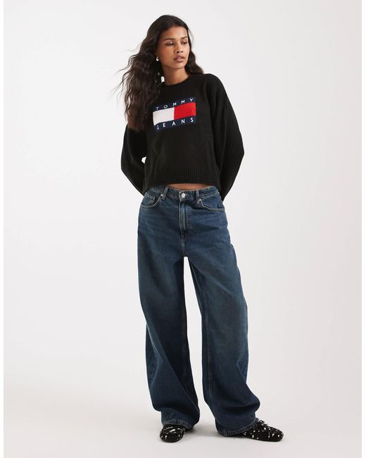 Pull à logo drapeau Tommy Hilfiger en coloris Black