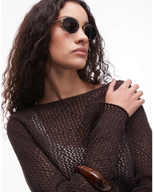 Mango Brown Metal Frame Sunglasses